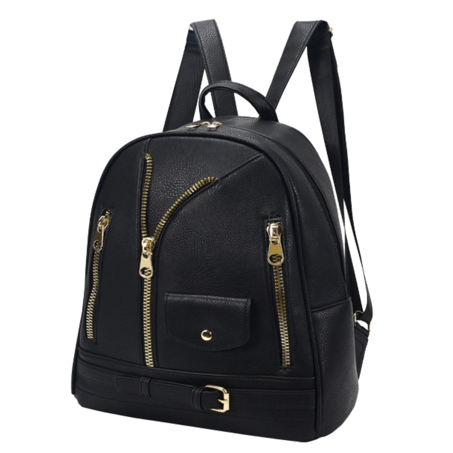 Moto Backpack Black Zipper Bag