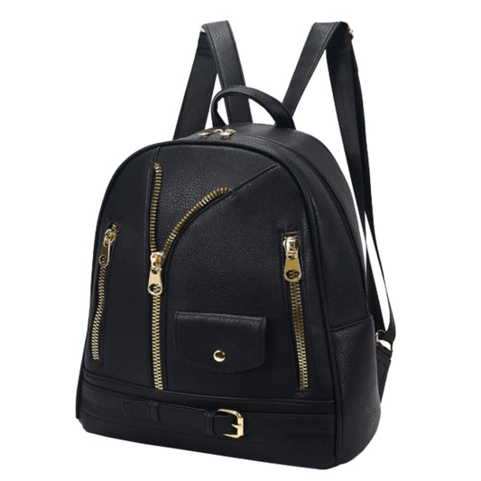 Moto Backpack Black Zipper Bag